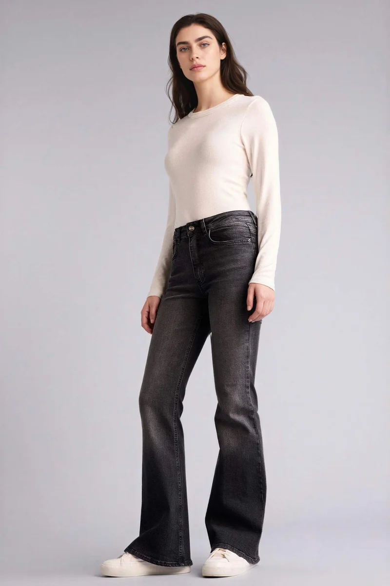 DeFacto Mia Flare Fit High Waist Long Jeans