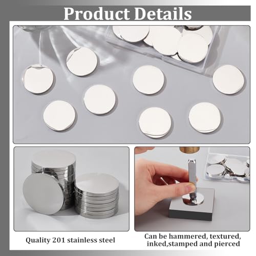 PH PandaHall 20PCS 1.25" Stainless Steel Coin Blanks Disc Engraving Challenge Coin 3mm Thick Circle Metal Disk Tags Stamping Blanks for DIY Crafts Engraving Stamping Collection Supplies - Image 4