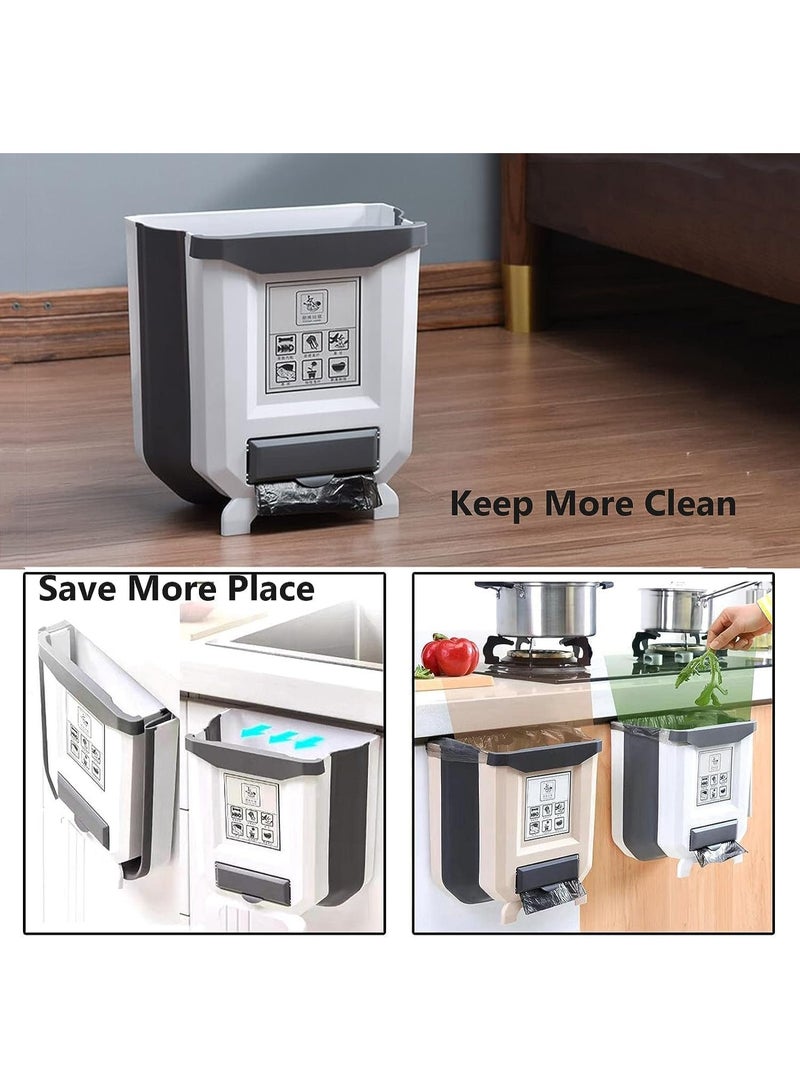 U-HOOME Hanging Trash Can Folding Waste Bins Kitchen Foldable Trash Can Collapsible Garbage Can for Home Kitchen Room Cabinet Door Drawer or Car - Image 3