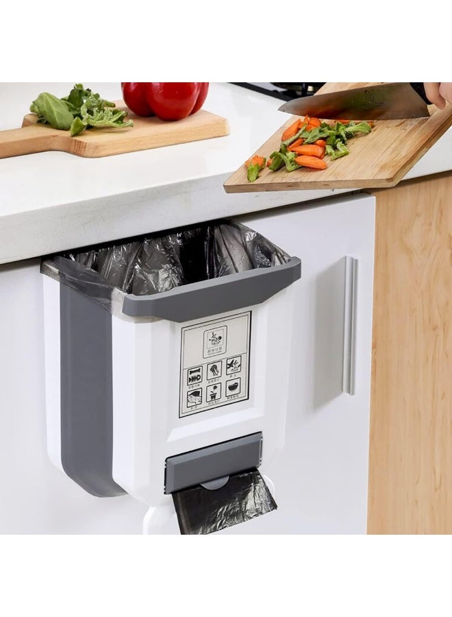 U-HOOME Hanging Trash Can Folding Waste Bins Kitchen Foldable Trash Can Collapsible Garbage Can for Home Kitchen Room Cabinet Door Drawer or Car - Image 1