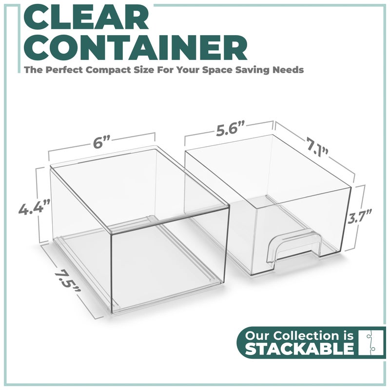 Sorbus Stackable Acrylic Storage Drawers, 4 Pack Clear Plastic Organizer Bins for Baby Bottles, Makeup, Bathroom, Vanity & Kitchen Countertop Organization, Pull-Out Drawer Design for Cabinets & Pantry - Image 5