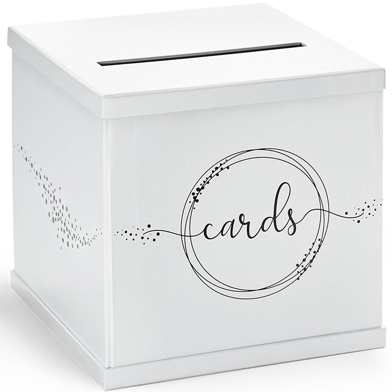 Hayley Cherie White  Black Wedding Card Box Large 10x10 Elegant Gift Card Holder Envelope Money Box with Slot for Graduation Birthday Party Funeral Bridal  Baby Shower Sweet 16 Reception Baptism Donation