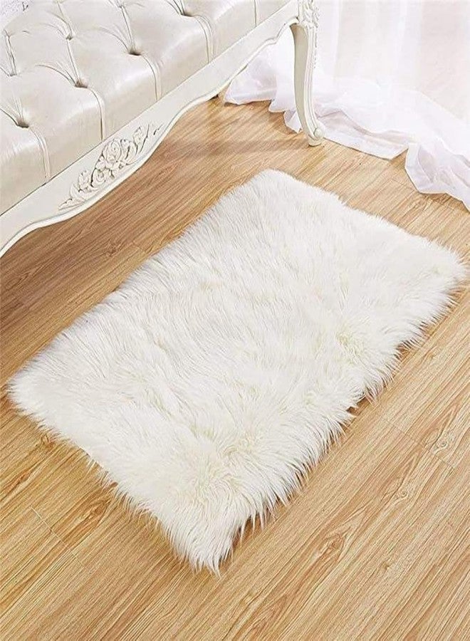 FOMQUAZLI Soft Absorbent Bathroom Mat 40x60cm - Non-Slip Washable Bedside Floor Rug for Home, Bedroom, Living Room, Kitchen, Entryway, Shower, Indoor Decorative Door Mat Home (White) - Image 1