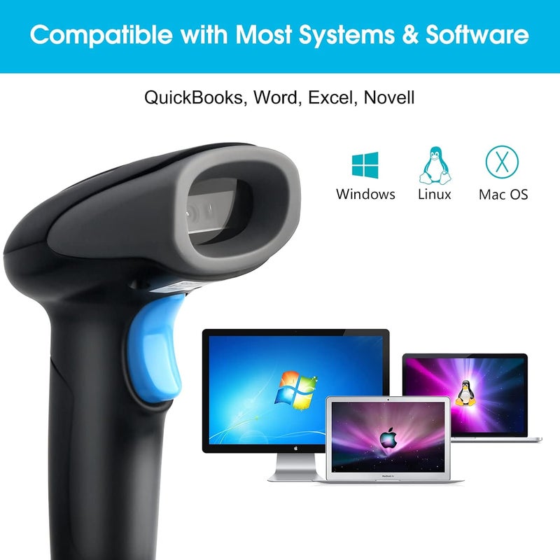 QR Code Reader with Stand, Handheld 1D 2D Barcode Scanner Support Mobile Payment Laptop Screen USB Wired Bar Code Scanner for Supermarket Retail Store (2D USB with Stand) - Image 4