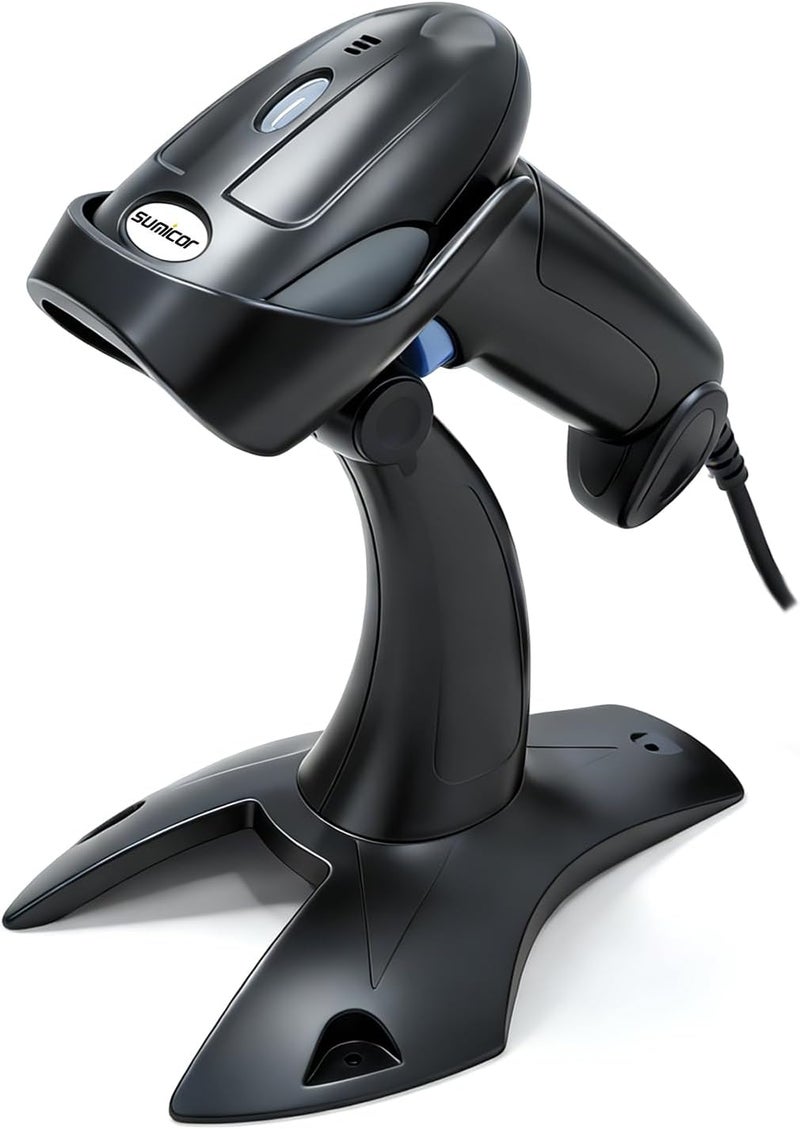 QR Code Reader with Stand, Handheld 1D 2D Barcode Scanner Support Mobile Payment Laptop Screen USB Wired Bar Code Scanner for Supermarket Retail Store (2D USB with Stand) - Image 1