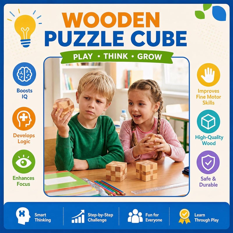 Rich Boxer 4 Pack Wooden Puzzle Games Brain Teasers Toy- 3D Puzzles for Teens and Adults - Wooden Logic Puzzle Wood Snake Cube Magic Cube Magic Ball Brain Teaser Intellectual Removing Assembling Toy - Image 4