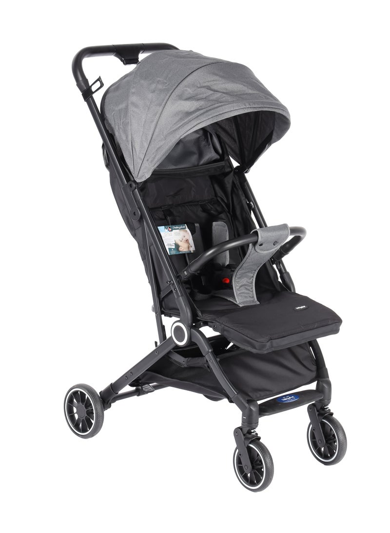 BABY PLUS Ultimate Comfort Baby Pram - Lightweight, Foldable, Adjustable Seat, Retractable 3-Tier Canopy & Peek-A-Boo Window, Ultimate Ease Baby Carriage for Infants & Toddlers, 0-4 Years (Grey) - Image 1