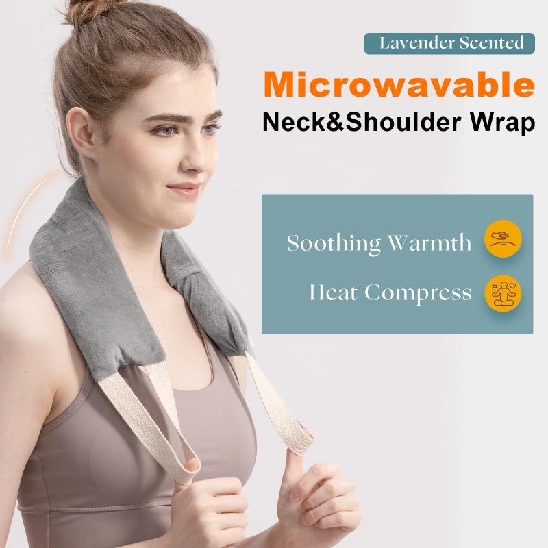 uncn Heating Pad for Neck Shoulders and Back Microwavable Lavender Scented, Washable Cover, 1.5 lbs Microwave Warm Wrap - Image 2