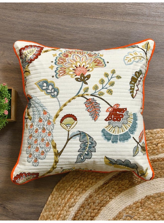 Clasiko Cotton Cushion Covers Set of 2; 24x24 Inches; Multicolor Peacock - Image 4