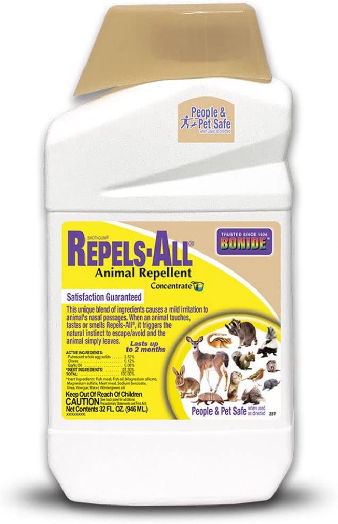 Bonide Repels-All Animal Repellent, 32 oz Concentrate, Long Lasting Outdoor Garden Deer Repellent, People and Pet Safe - Image 1
