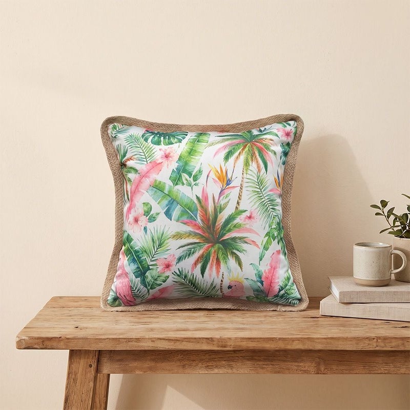 DANUBE HOME Toss Pillow With Zipper Without Piping 45X45Cm - Tropical Murmur, Multicolour, Botanical Zippered Toss Pillow, 100% Polyester, For Patio Furniture - Image 1