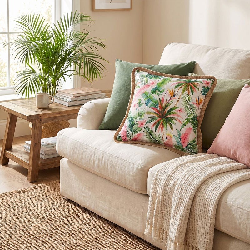 DANUBE HOME Toss Pillow With Zipper Without Piping 45X45Cm - Tropical Murmur, Multicolour, Botanical Zippered Toss Pillow, 100% Polyester, For Patio Furniture - Image 4