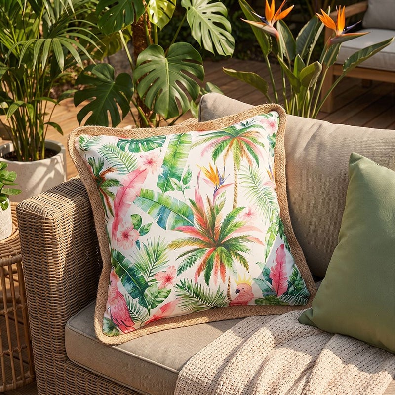 DANUBE HOME Toss Pillow With Zipper Without Piping 45X45Cm - Tropical Murmur, Multicolour, Botanical Zippered Toss Pillow, 100% Polyester, For Patio Furniture - Image 5
