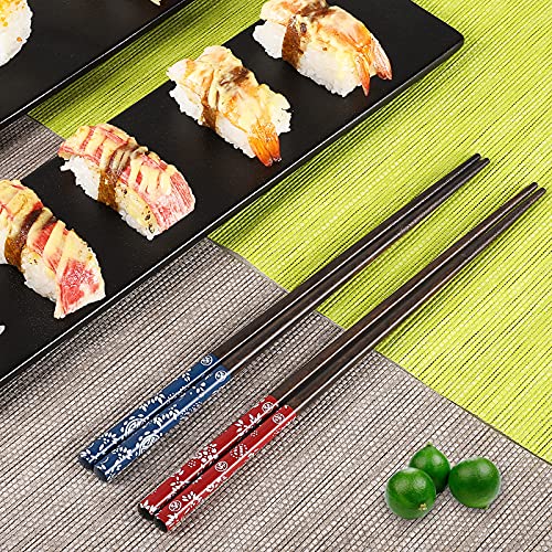 Youda Chopsticks Reusable Japanese Natural Wood Chopsticks 1 Pair with Case, Portable and Dishwasher Safe (Blue) - Image 4