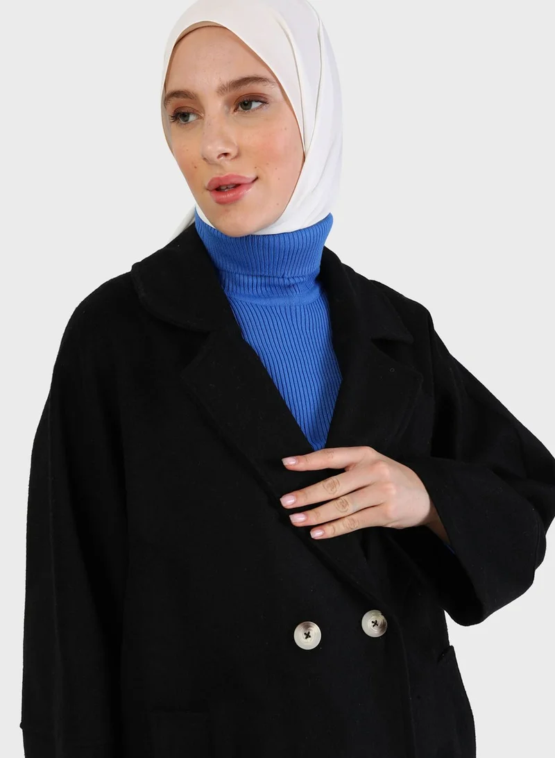 Refka by modanisa Longline Pocket Detail Coat