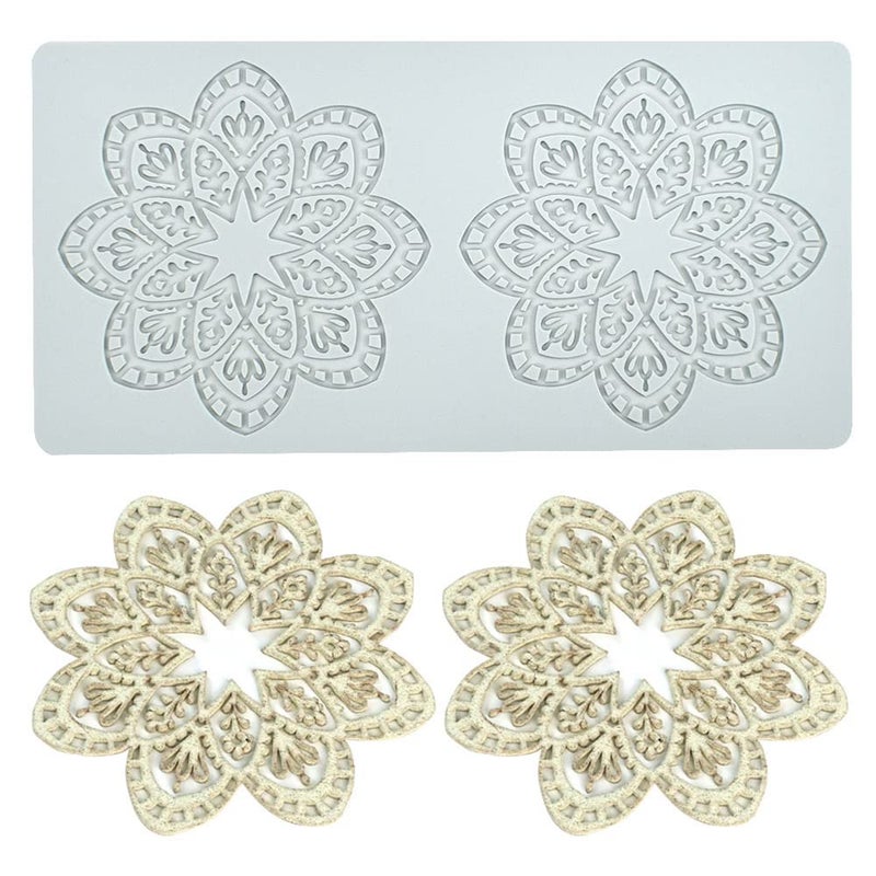 TUKE Hollow Snowflake Silicone Mold Chocolate Candy Fondant Mold 3D Embossing Silicone Mold Cake Fondant Silicone Mold Clay Mould for Cupcake Top Sugar Craft Cake Decoration (A_11.2x5.6x0.12inch) - Image 1