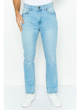 Men Slim Fit Washed  Denim Jeans, Blue