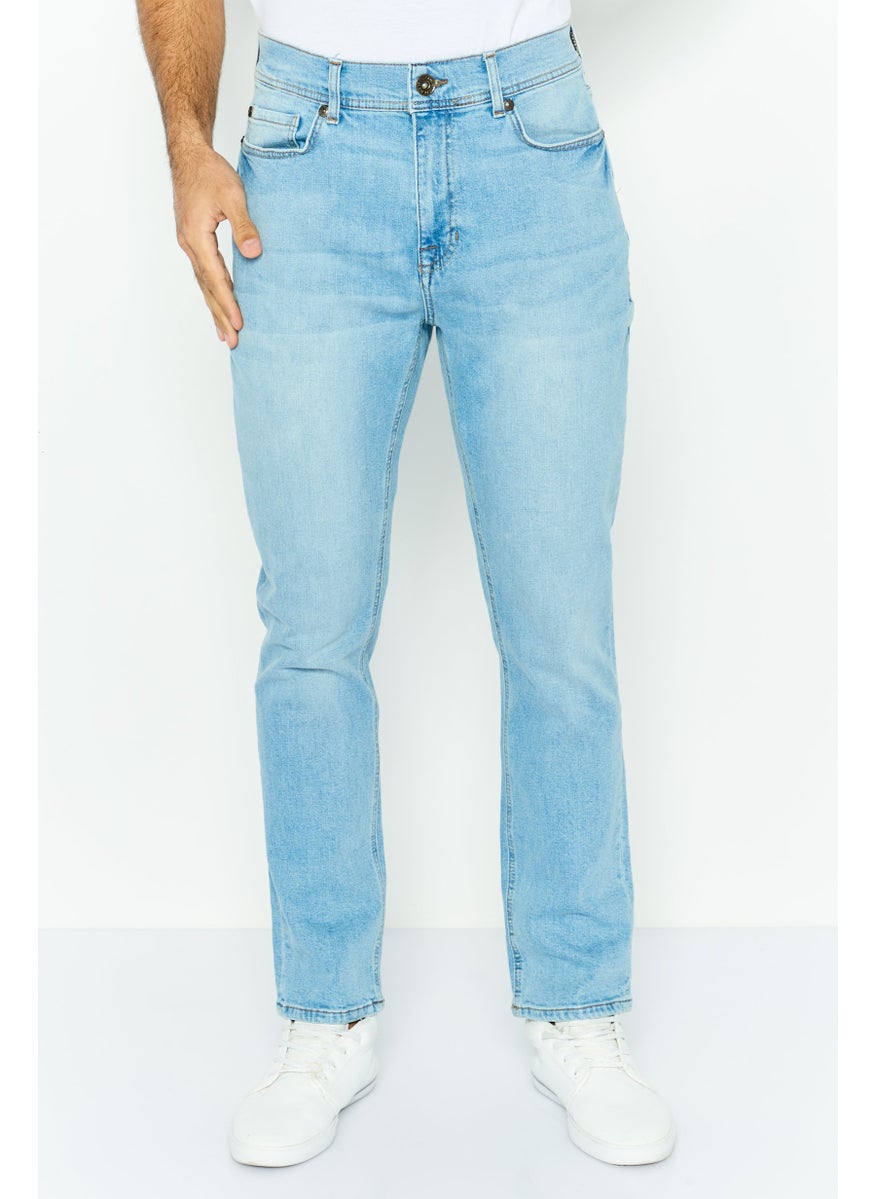 Seven 7 - Men Slim Fit Washed  Denim Jeans, Blue - Image 1