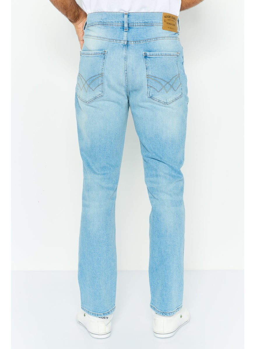Seven 7 - Men Slim Fit Washed  Denim Jeans, Blue - Image 1