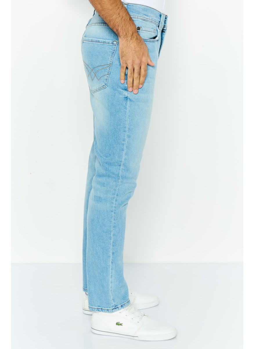 Seven 7 - Men Slim Fit Washed  Denim Jeans, Blue - Image 1