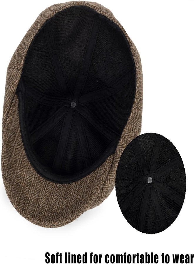 OVOY Boys Kids Vintage Baker-Boy-Hat Wool-Blend Beret Cabbie Newsies-Hat for 4 to 9 Years Old Coffee - Image 2