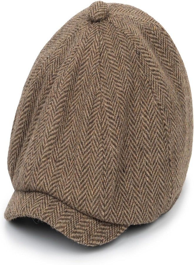 OVOY Boys Kids Vintage Baker-Boy-Hat Wool-Blend Beret Cabbie Newsies-Hat for 4 to 9 Years Old Coffee - Image 1