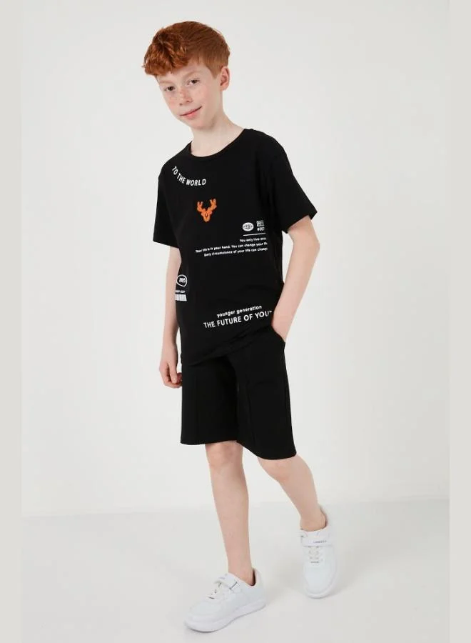 Lela Lela Cotton Printed Crew Neck Short Sleeve Shorts Suit Boy's SET 6212010