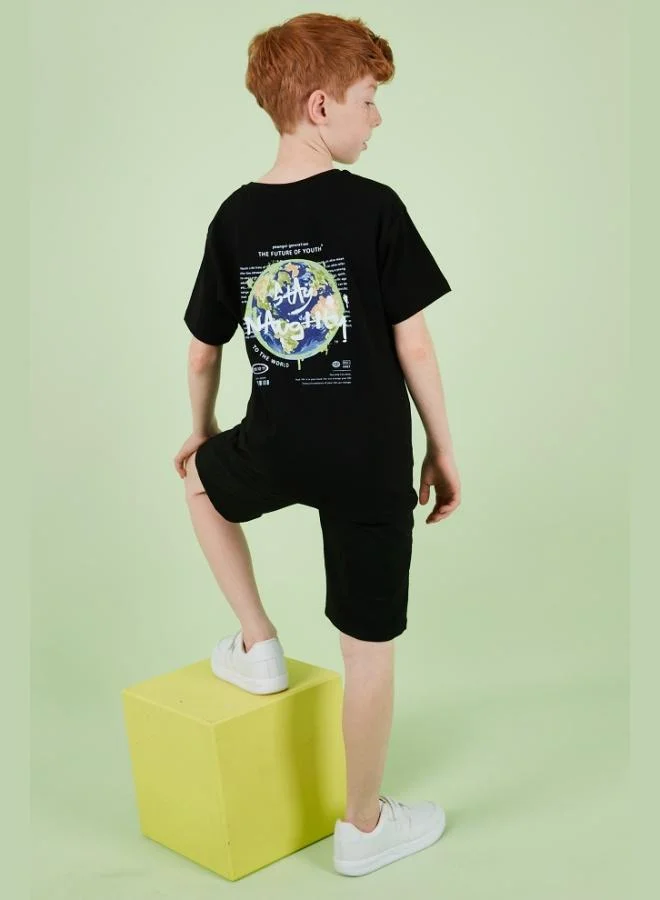 Lela Lela Cotton Printed Crew Neck Short Sleeve Shorts Suit Boy's SET 6212010