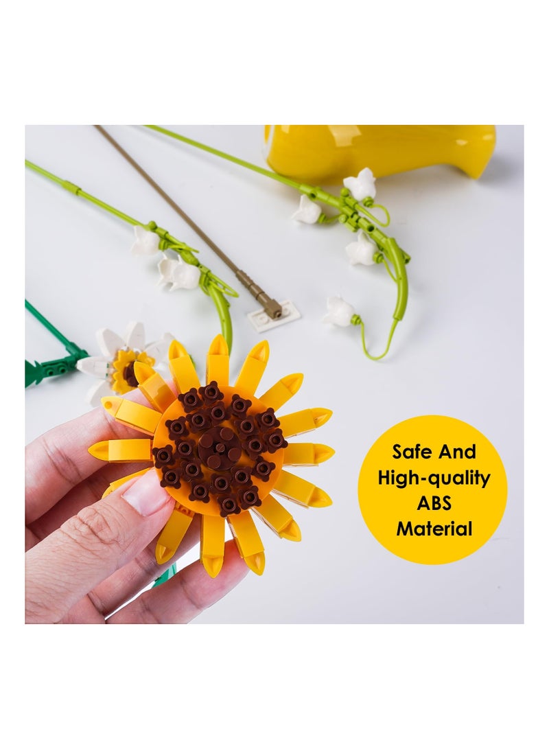Zikra Sun Flower Bouquet Building Set, Building Block for Beginner, Bouquet Botanical Collection Toy for Diy Home Decoration, Birthday Gift for Adults Kids 14+, for Anniversaries, Celebrations(243 Pcs) - Image 4