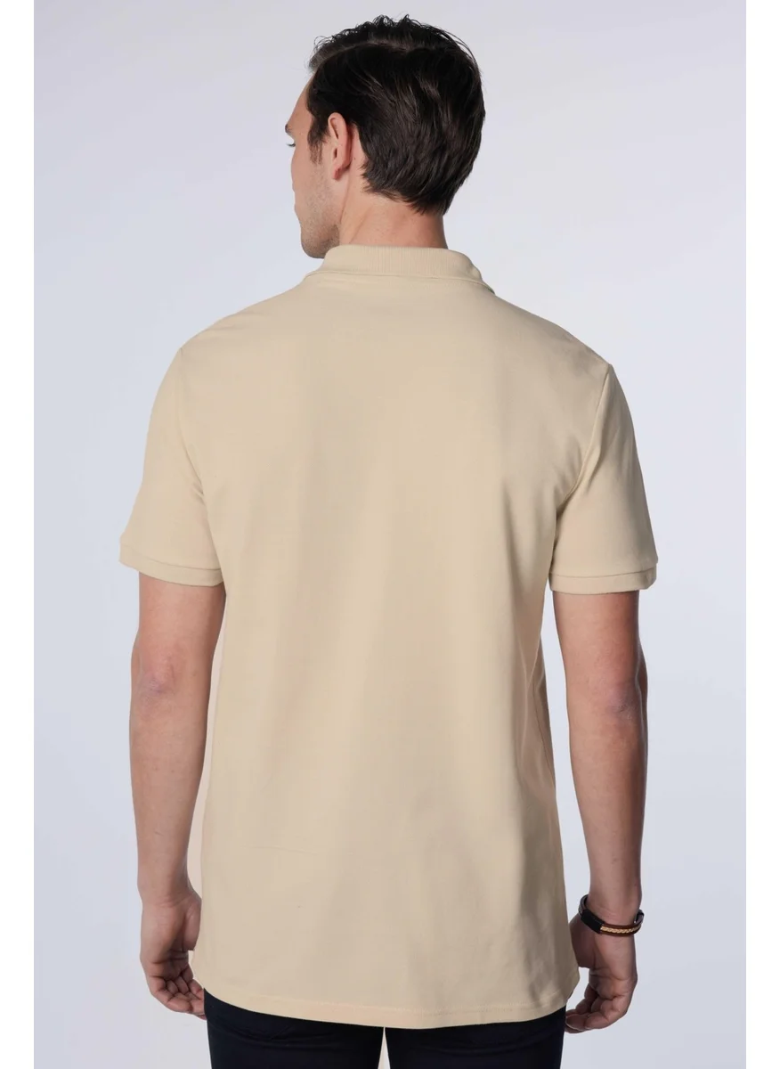 تودورس Men's Slim Fit Narrow Cut Cotton Plain Pique Beige Polo Collar T-Shirt