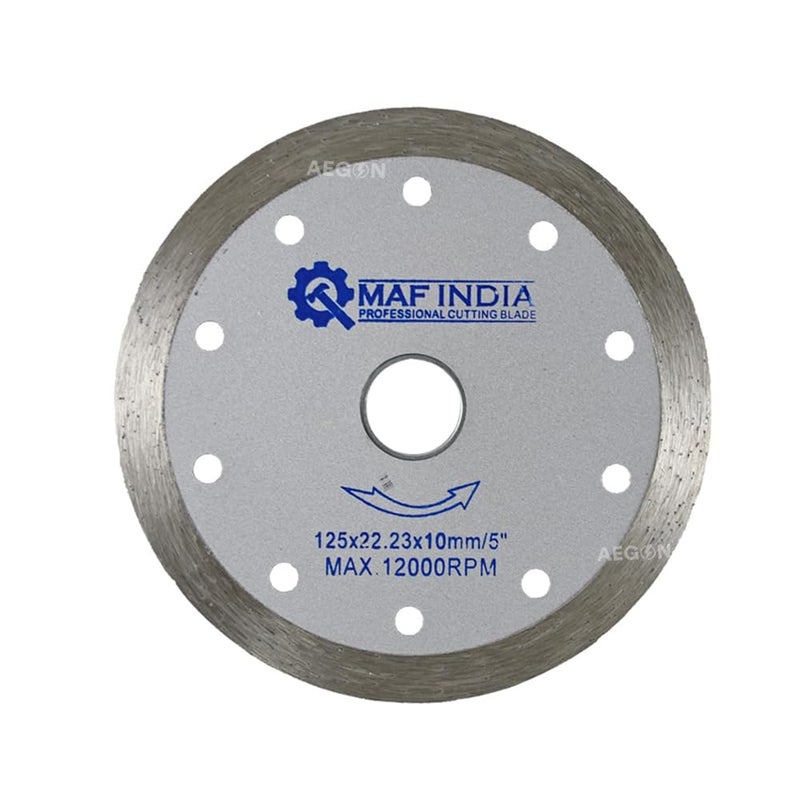 MAF PRO 5-Inch Continuous Rim Diamond Blade – 7/8" Arbor for Wet/Dry Cutting in Tile, Ceramic, Slate (Pack of 1) - Image 1