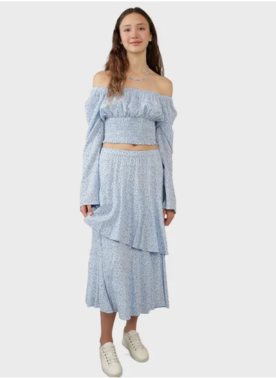 American Eagle High Waist Tiered Midi Skirt