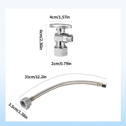 Sinbana Toilet Hose Water Supply Line Kit Include 12in Long 38 COMP x 78 BC Stainless Steel Toilet Connector Hose Replacement and 12 NOM Inlet x 38 ShutOff Valve and Escutcheon Plate - Image 3