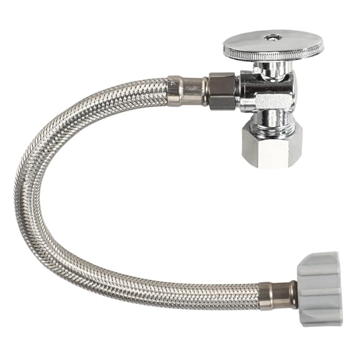 Sinbana Toilet Hose Water Supply Line Kit Include 12in Long 38 COMP x 78 BC Stainless Steel Toilet Connector Hose Replacement and 12 NOM Inlet x 38 ShutOff Valve and Escutcheon Plate - Image 1