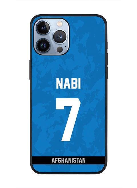 Rugged Black Edge Case iPhone 13 Pro Max, Slim fit Soft Case Flexible Rubber Edges Thin Cover - Player Name - Mohammad Nabi, Jersey Number- 7