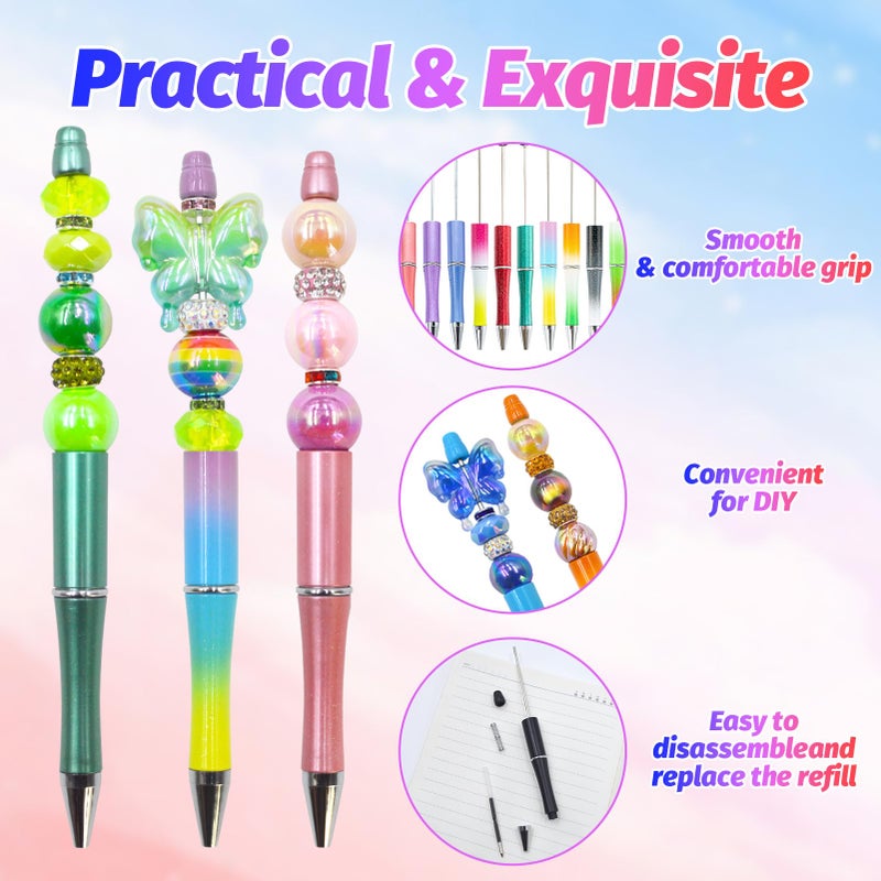 DASTTUIS 150 Pieces DIY Beadable Pen Kit â€“ 50 Plastic Ballpoint Pens with Refills & Bags â€“ School Supplies, Office Accessories & Decorative Items for Students & Teachers (Gradient Colors) - Image 3
