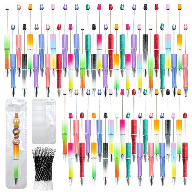DASTTUIS 150 Pieces DIY Beadable Pen Kit â€“ 50 Plastic Ballpoint Pens with Refills & Bags â€“ School Supplies, Office Accessories & Decorative Items for Students & Teachers (Gradient Colors) - Image 1