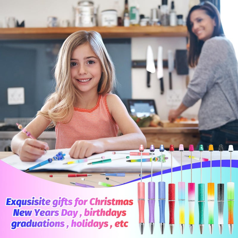 DASTTUIS 150 Pieces DIY Beadable Pen Kit â€“ 50 Plastic Ballpoint Pens with Refills & Bags â€“ School Supplies, Office Accessories & Decorative Items for Students & Teachers (Gradient Colors) - Image 5