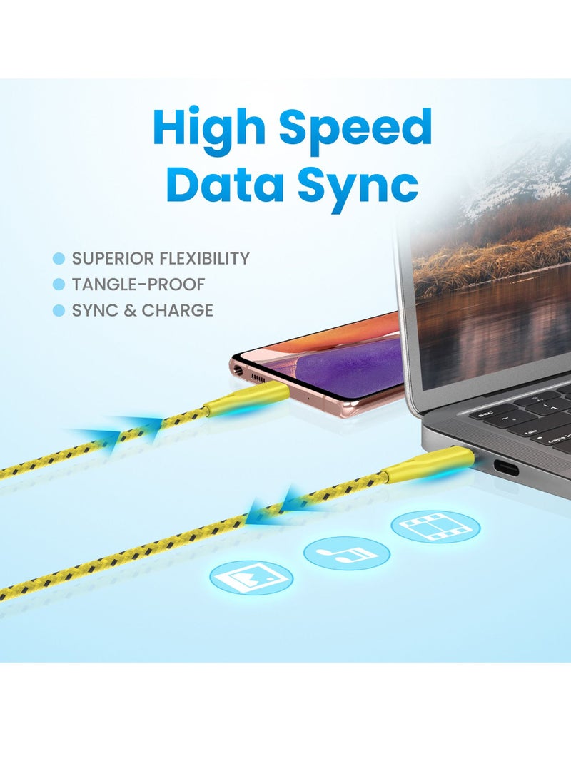Remson USB Type C Remson Rapid-Link Nylon Braided Cable Fast Charge & Data Sync 1.2 Meters Yellow - Image 5