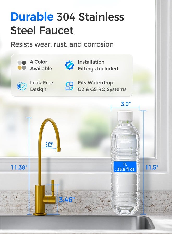 ووتر دروب صنبور فلتر مياه التناضح العكسي Waterdrop G2FCT-Gold، ذهبي مصقول - Image 2
