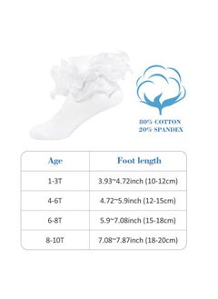 Looching 3 Pairs Baby Girls Ruffle Socks Cute Toddler Frilly Lace Turn Cuff White Summer Thin Mesh Dress Socks for Kids  - Image 3