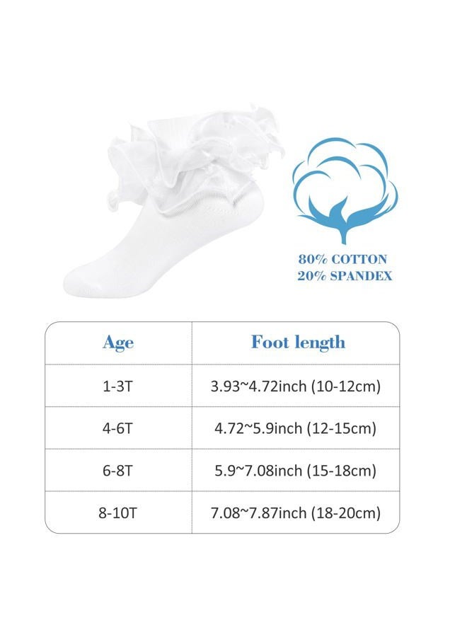 Looching 3 Pairs Baby Girls Ruffle Socks Cute Toddler Frilly Lace Turn Cuff White Summer Thin Mesh Dress Socks for Kids - Image 3