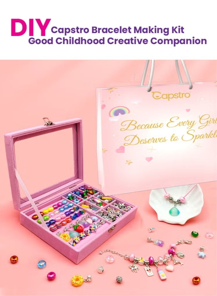 Capstro 76PCS Charm Bracelet Making Kit – Premium DIY Jewelry Set with Charms, Snake Chain Bracelets, Necklace, Gift Box & Handbag | DIY Jewelry Making Kit Gift for Girls & Teens - Image 5