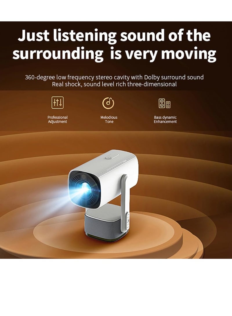 Yinzam HY400 Projector, 1080p Android 11 1GB 8GB Max 4K Triple LED Projector with Battery Auto Focus Gimbal for Outdoor Travel  - Image 1