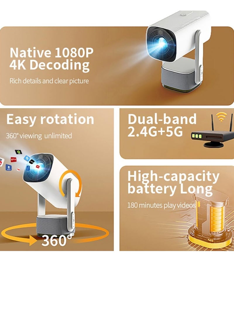 Yinzam HY400 Projector, 1080p Android 11 1GB 8GB Max 4K Triple LED Projector with Battery Auto Focus Gimbal for Outdoor Travel  - Image 3