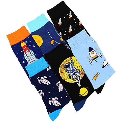 TOEJYJ TOEJY Fun Crazy Funny Dress Socks for Men, Cute Novelty Cool Silly Funky Pattern Graphic Calf Cotton Crew Socks Gift - Image 2