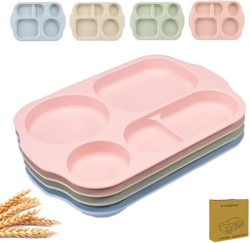 RUIBOLU Large 12 Inch Divided Plates for Kids Adults Wheat Straw Portion Control Plate Reusable Plastic Compartment PlatesUnbreakable Dinner Plates Dessert Plates BPA Free - Image 1