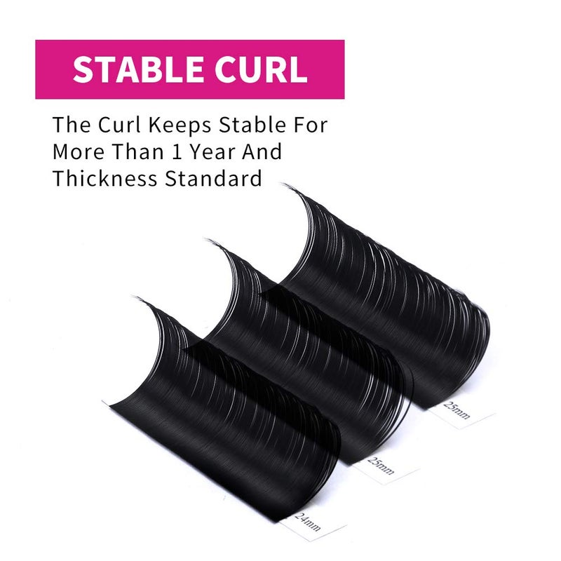 FADLASH Lash Extension D Curl 15-20mm Mixed Tray Silk Classic Lash Extensions Supplies Individual Eyelash Extensions (0.20-D) - Image 2