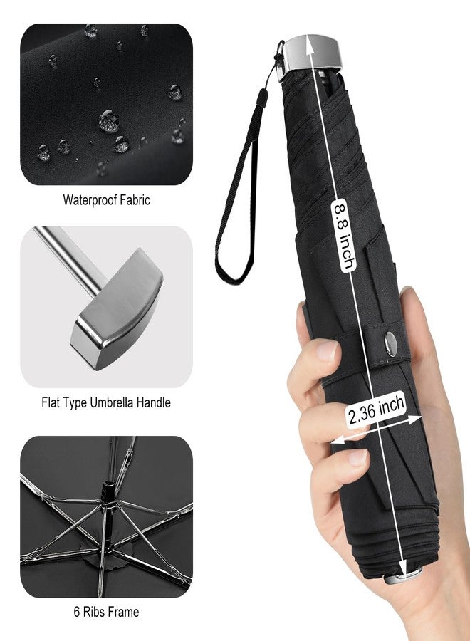 Lejorain Travel Mini Umbrella for Purse - Black Compact Durable Cool Teflon Light Weight Flat Backpacking Umbrella Portable Paraguas - Image 3
