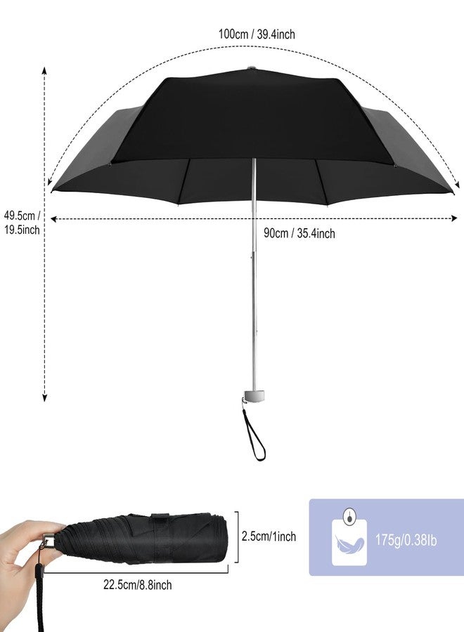 Lejorain Travel Mini Umbrella for Purse - Black Compact Durable Cool Teflon Light Weight Flat Backpacking Umbrella Portable Paraguas - Image 2